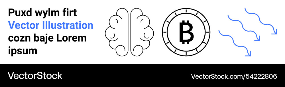 Cryptocurrency brain and data flow symbols Cryptocurrency brain and data flow symbols vector image