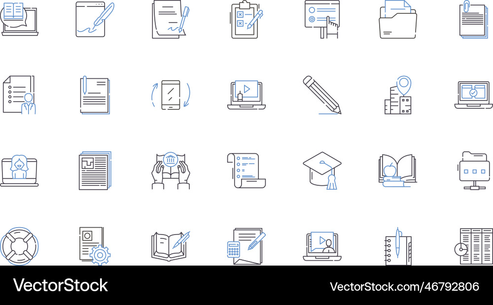 Digital instruction line icons collection Vector Image