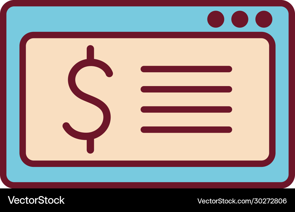 Isolated website with dollar symbol line and fill vector image