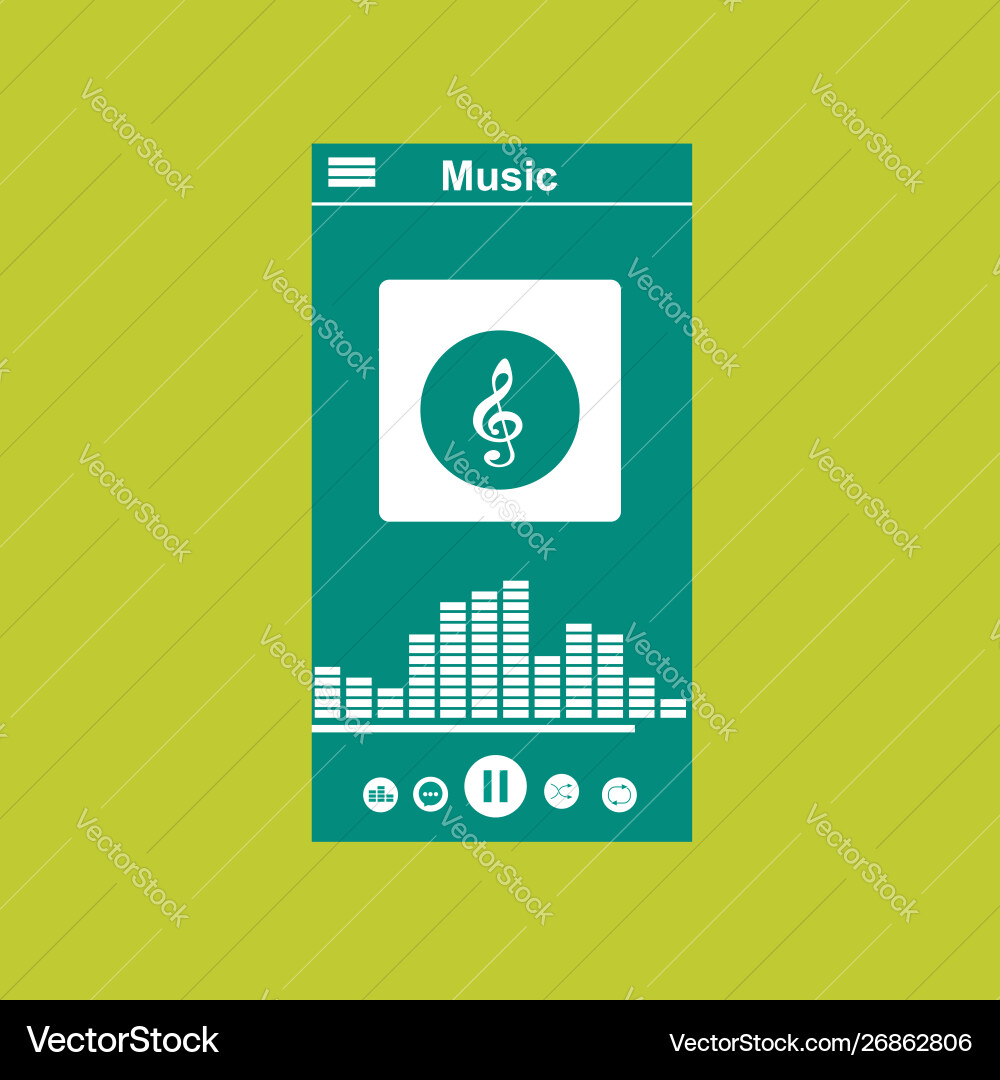 Media player application app template with flat Vector Image