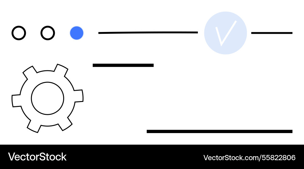 Minimalist workflow design with gear progress Minimalist workflow design with gear progress Vector Image