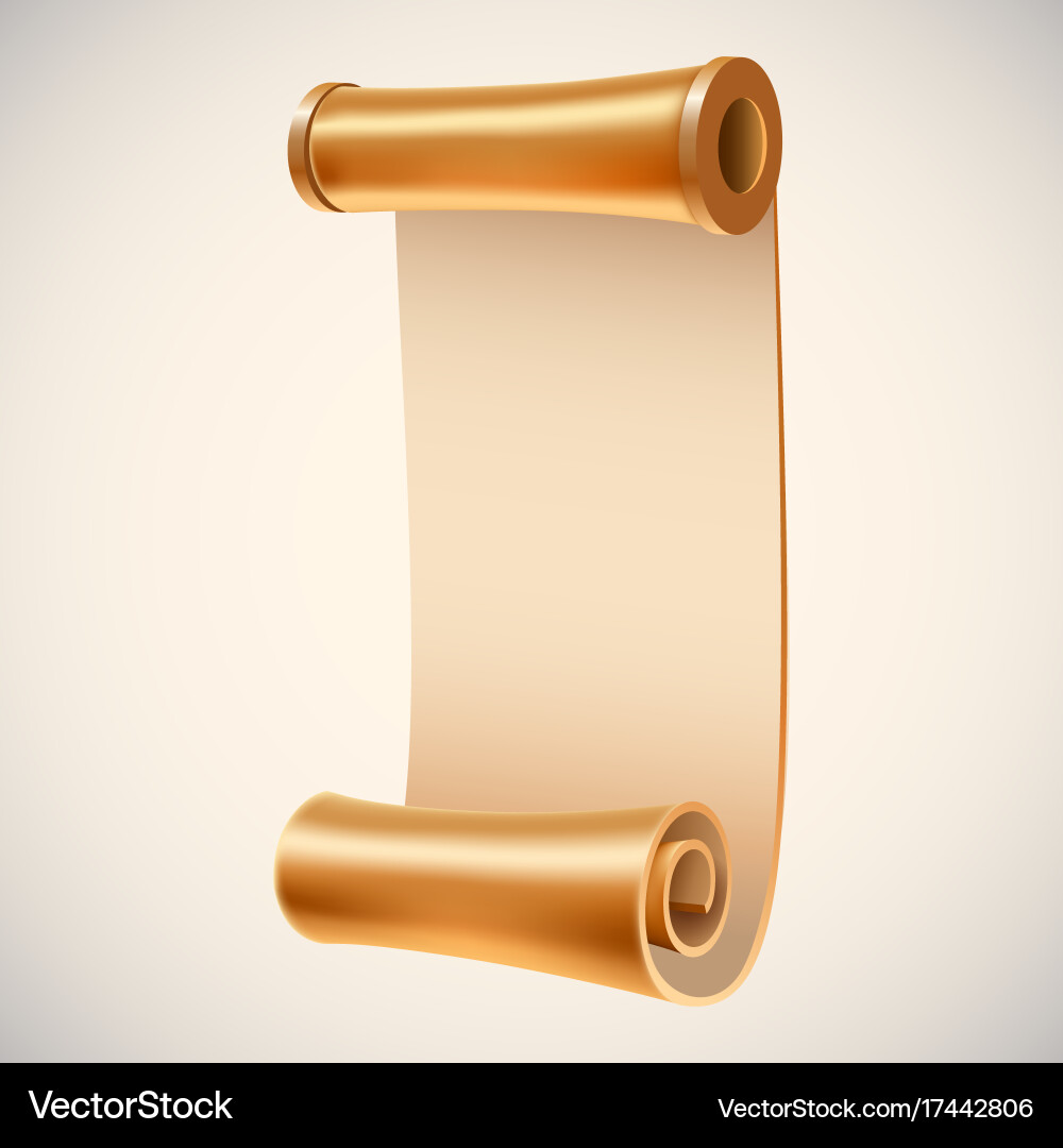 Old golden manuscript ancient empty scroll vector image