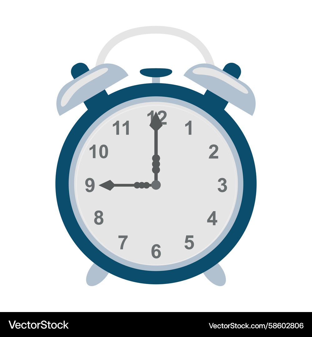 Retro alarm clock in flat design round shape Vector Image