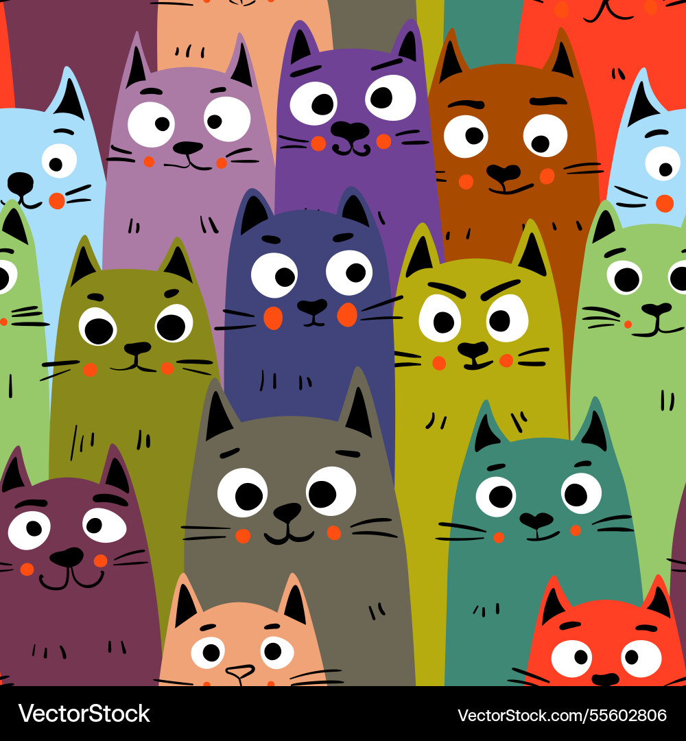 Seamless pattern with cute kitten print different Seamless pattern with cute kitten print different Vector Image