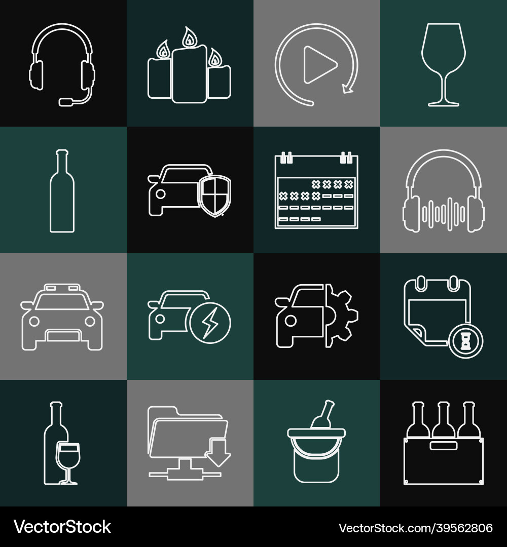 Set line bottles of wine in box calendar Set line bottles of wine in box calendar vector image