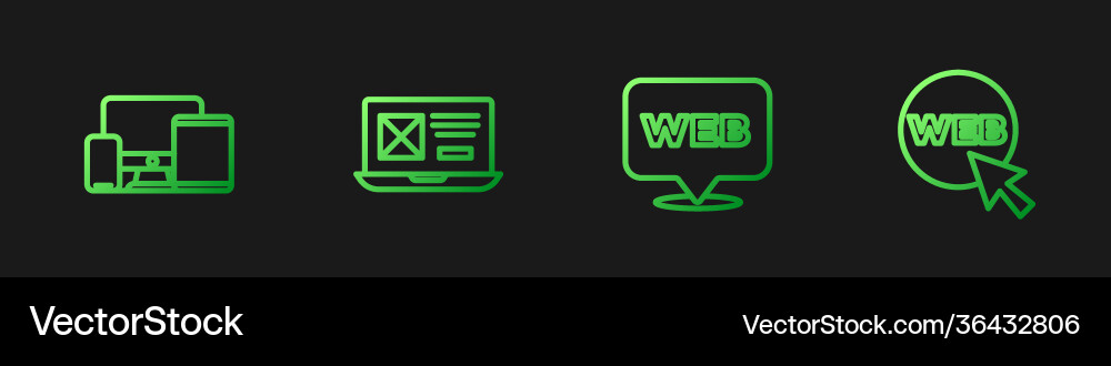 Set line web and graphic design monitor mobile Set line web and graphic design monitor mobile Vector Image