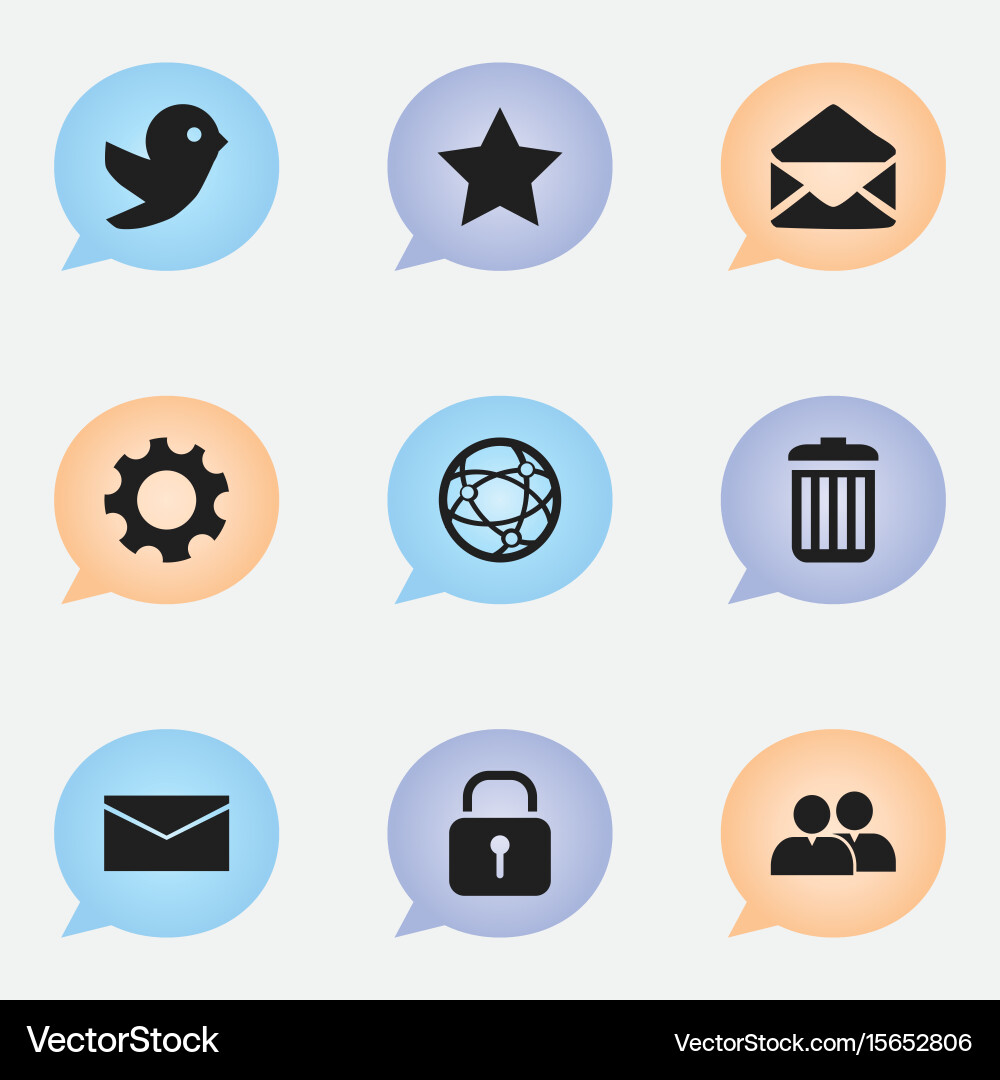 Set of 9 editable web icons includes symbols Vector Image