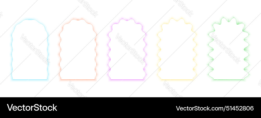 Set of colorful arch frames with wavy edges Set of colorful arch frames with wavy edges vector image