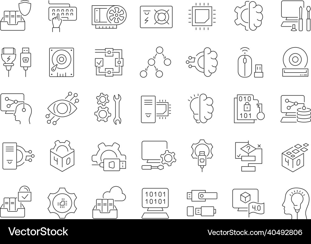 Set von linearen Icons Informatik Set von linearen Icons Informatik vektorbild