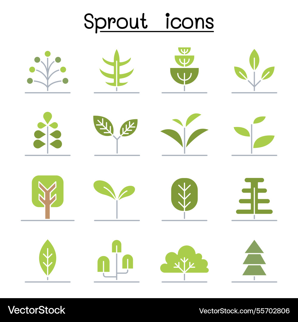 Sprout icon set in flat color style Sprout icon set in flat color style vector image