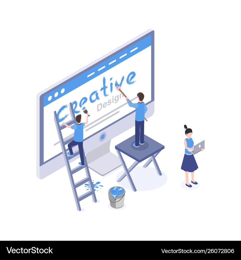 Web design studio isometric Web design studio isometric vector image