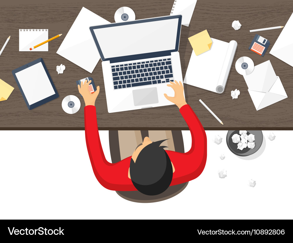 Workplace with table and computer laptop vector image