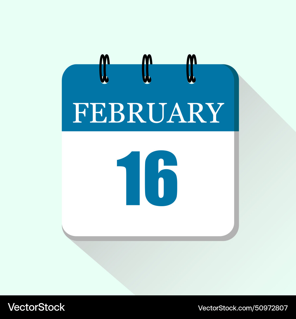 16 Februar flache tägliche Kalender-Symbol 16 Februar flache tägliche Kalender-Symbol vektorbild