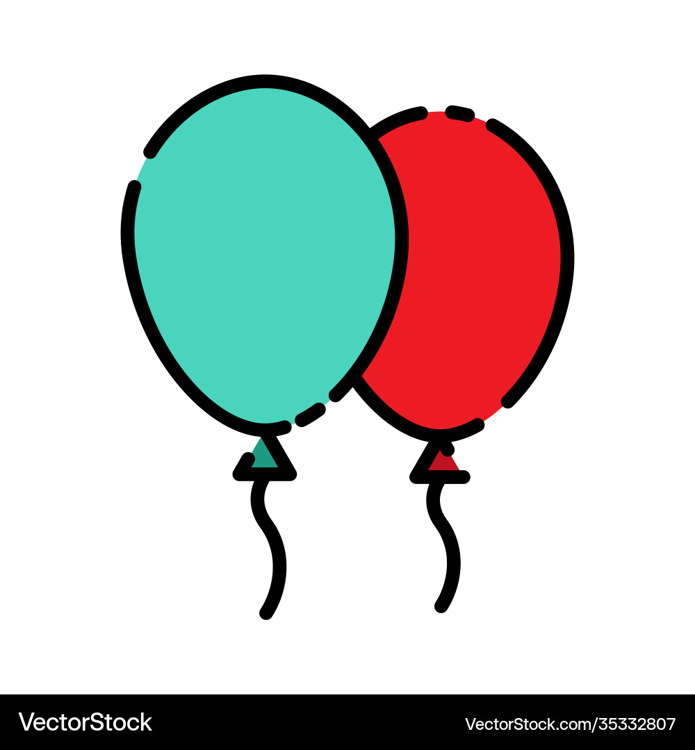 Balloon lineal color icon simple design editable Balloon lineal color icon simple design editable vector image