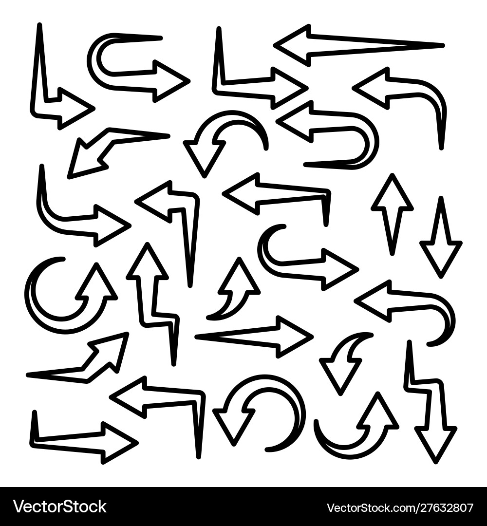 Black line arrows set on white background arrow Black line arrows set on white background arrow Vector Image