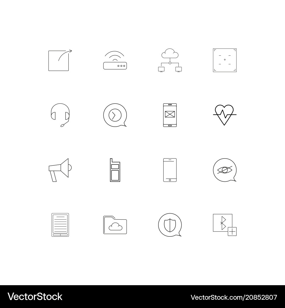 Devices linear thin icons set outlined simple vector image