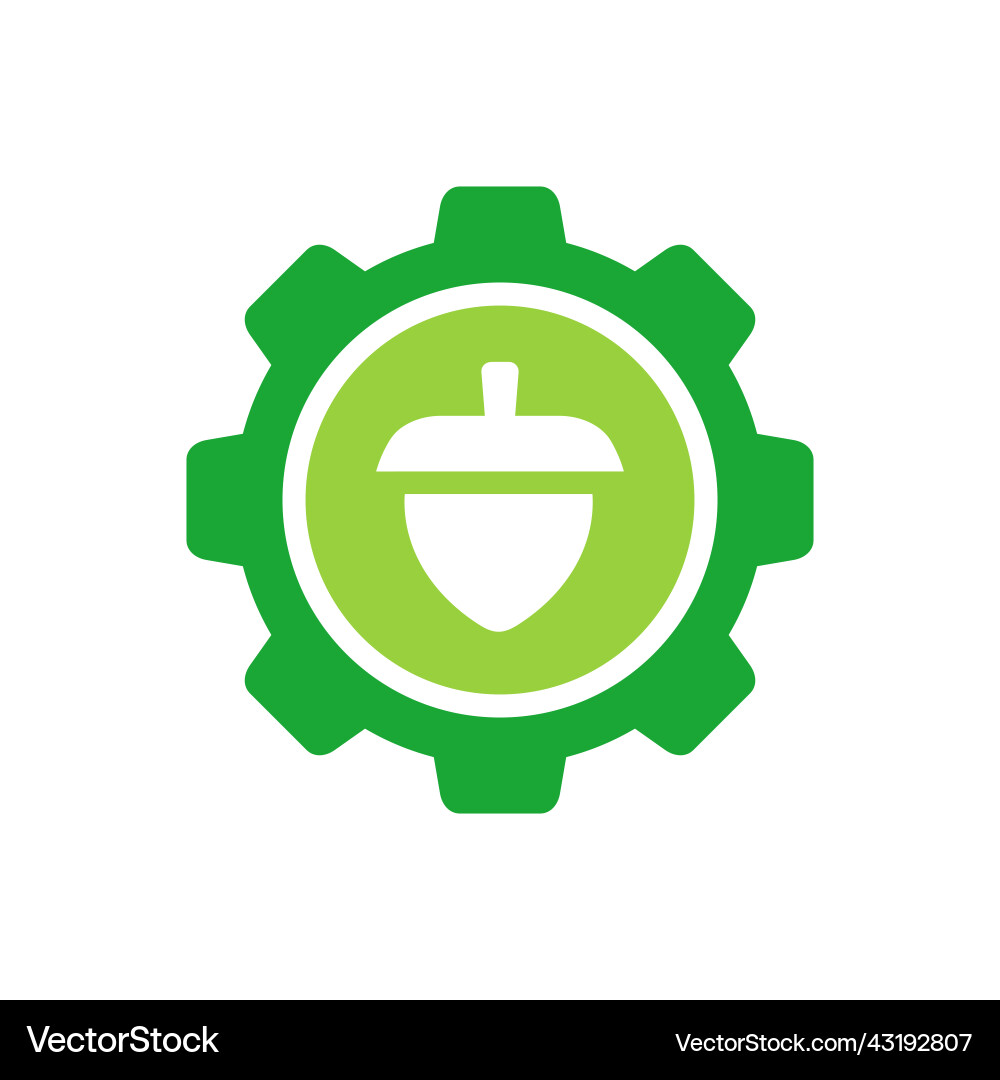 Gear acorn Logo Design Cogwheel und Eichenmutter Symbol Gear acorn Logo Design Cogwheel und Eichenmutter Symbol vektorbild