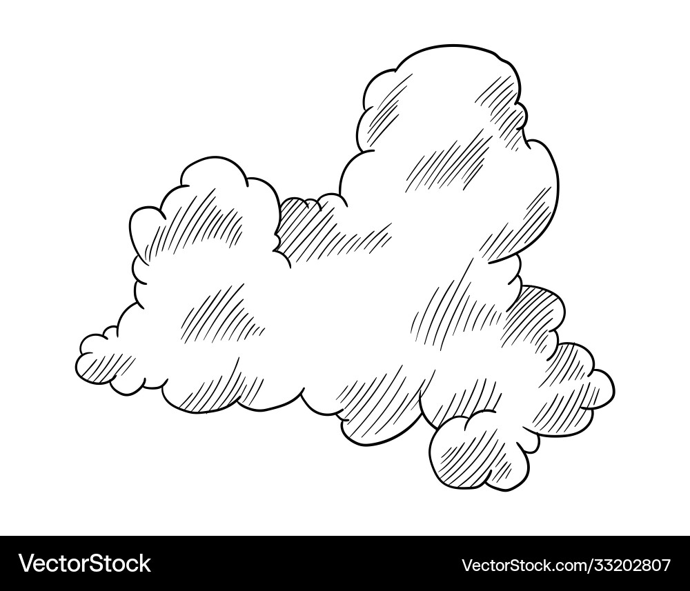Handgezeichnete Wolke im Cartoon Stil doodle Himmel Handgezeichnete Wolke im Cartoon Stil doodle Himmel Vektorbild