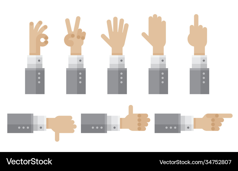 Hands in different gestures Vector Image