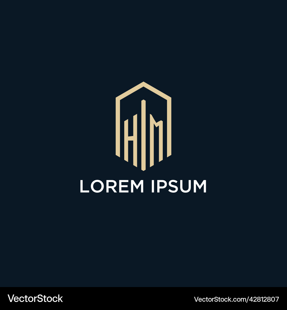 Hm Monogramm Logo mit hexagonaler Form Hm Monogramm Logo mit hexagonaler Form vektorbild