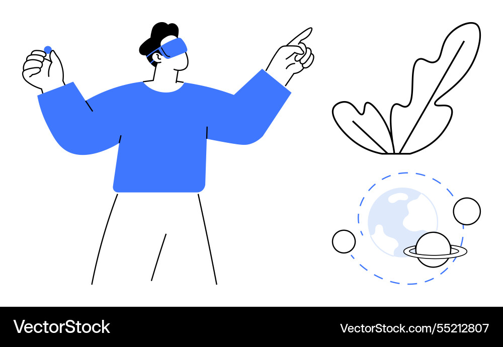Man using virtual reality headset with futuristic Man using virtual reality headset with futuristic vector image