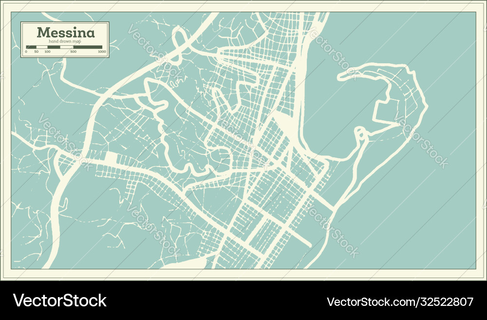 Messina Italy Stadtplan im Retro-Stil Umriss Messina Italy Stadtplan im Retro-Stil Umriss vektorbild