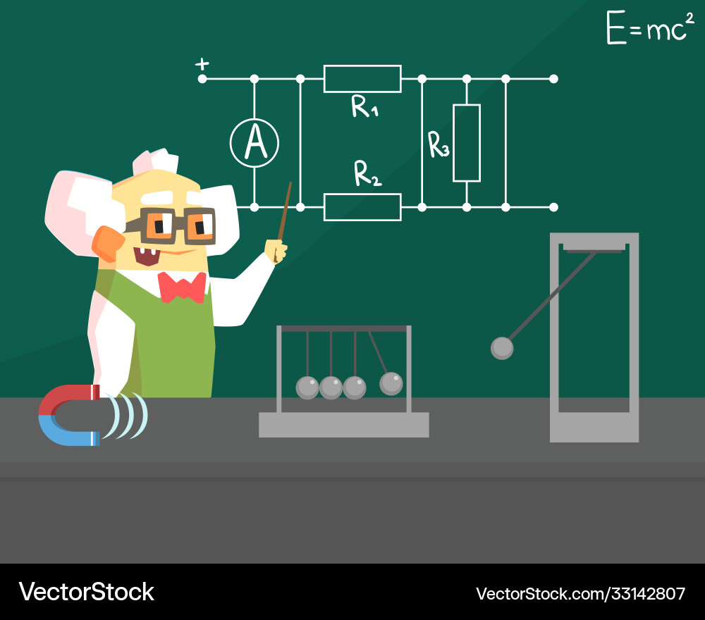 Old physicist scientist character professor Old physicist scientist character professor vector image