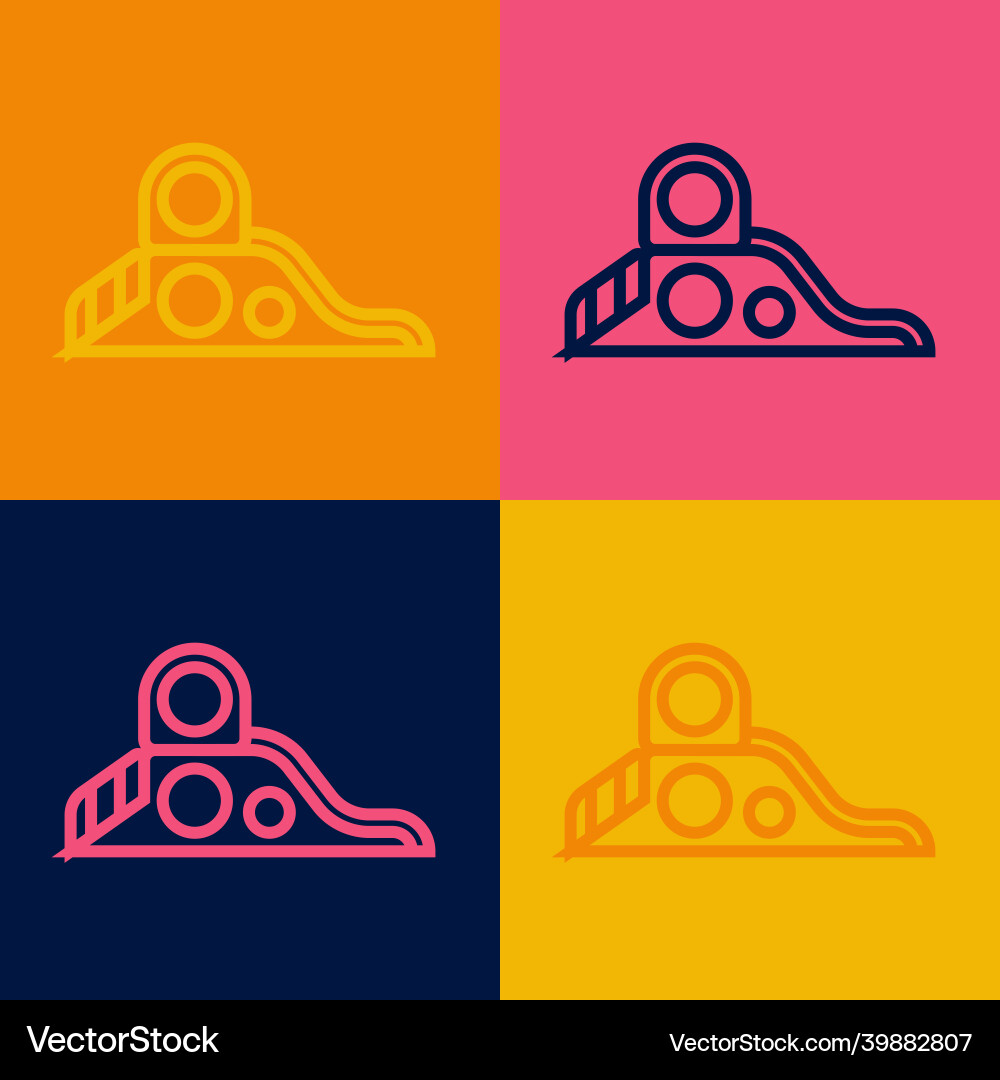 Pop art line slide playground icon isolated Vector Image