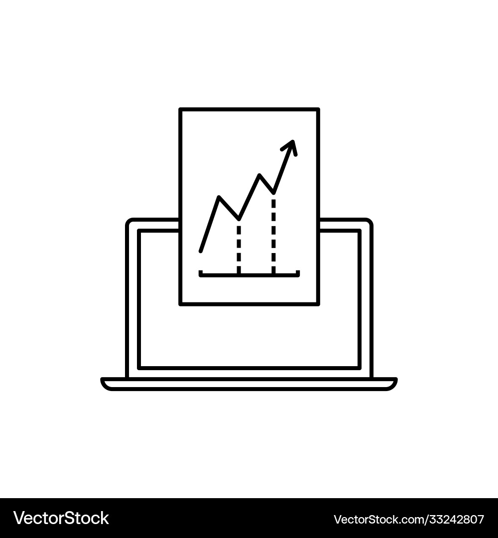 Report on laptop with graph icon Report on laptop with graph icon vector image