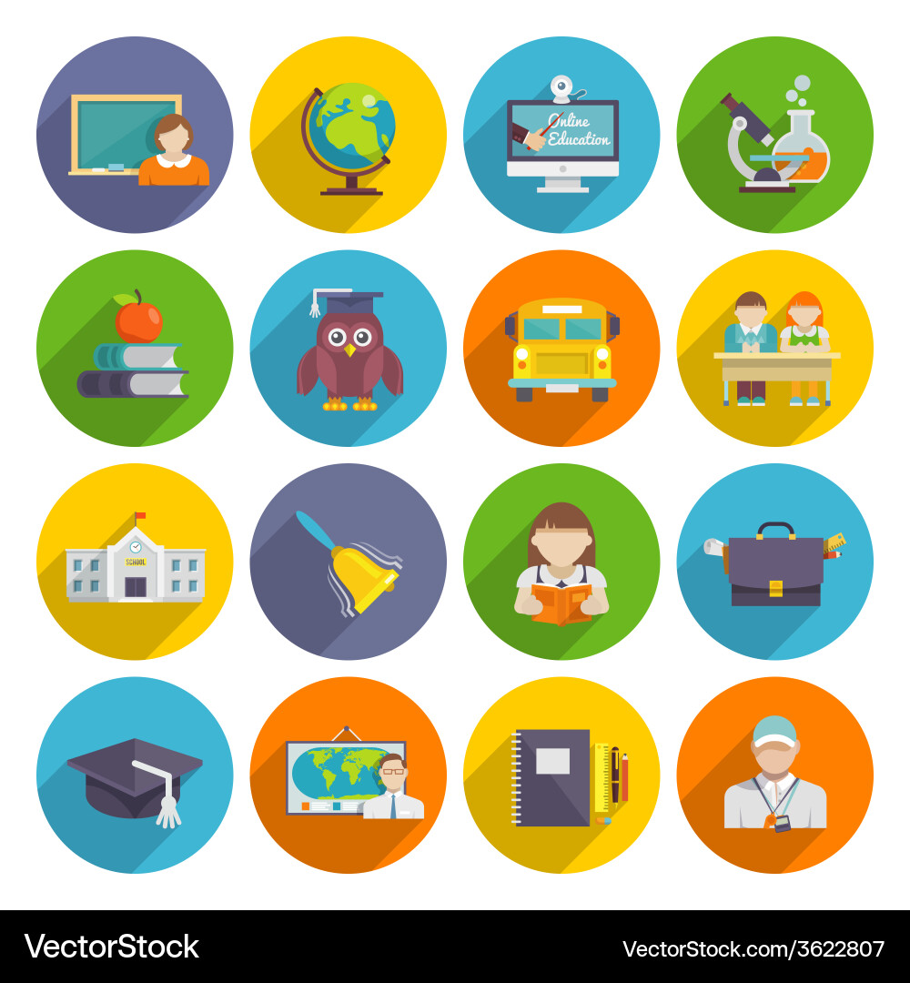 School icon flat Royalty Free Vector Image - VectorStock