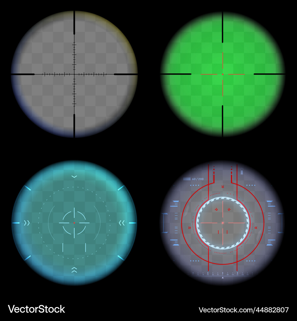 Sniper scope set on transparent background Sniper scope set on transparent background vector image
