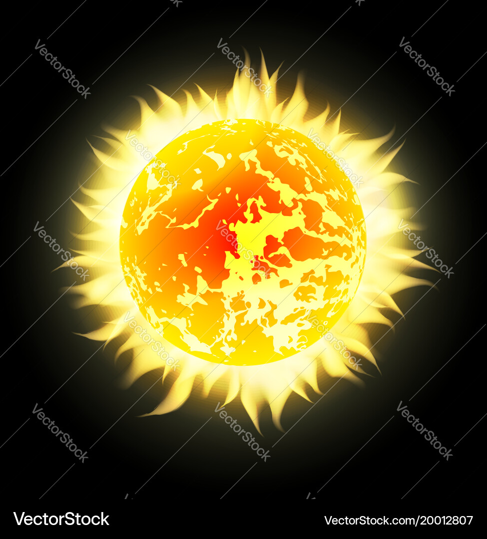 Sun with rays in space design element vector image