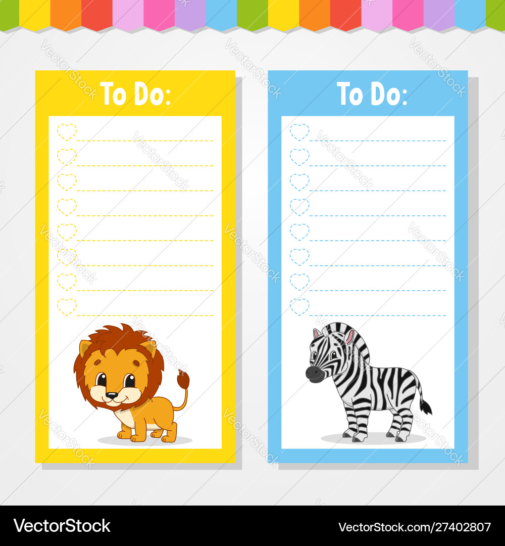 To do list for kids empty template isolated color Vector Image