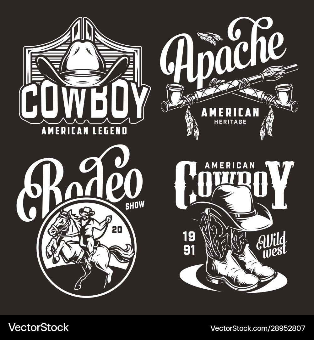 Vintage Wild West Prints Vector Image