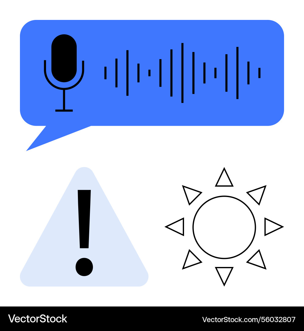 Voice command recognition warning alert Voice command recognition warning alert vector image