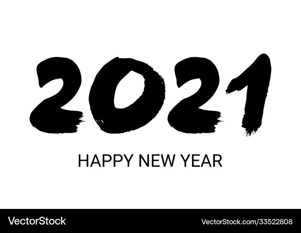 2021 black grunge lettering and hand drawn numbers 2021 black grunge lettering and hand drawn numbers vector image