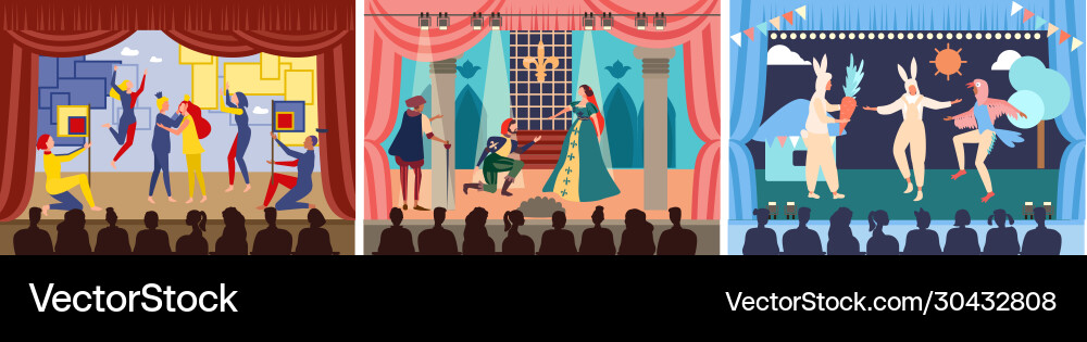 Actors on theater stage vector image