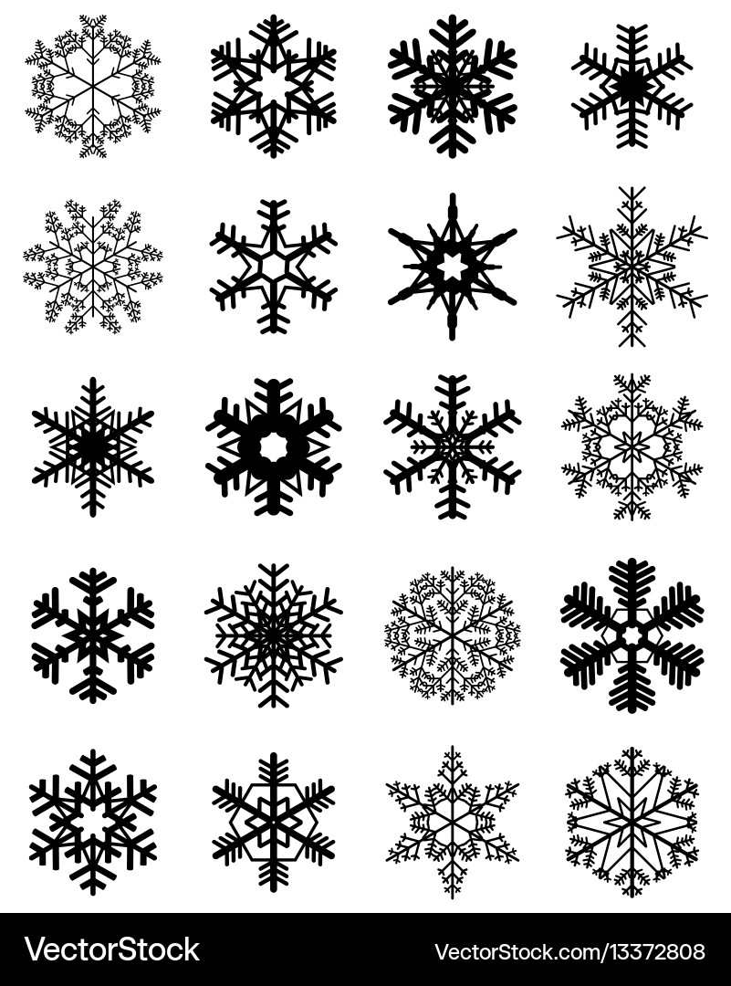 Black Snowflake Collection Vector Image