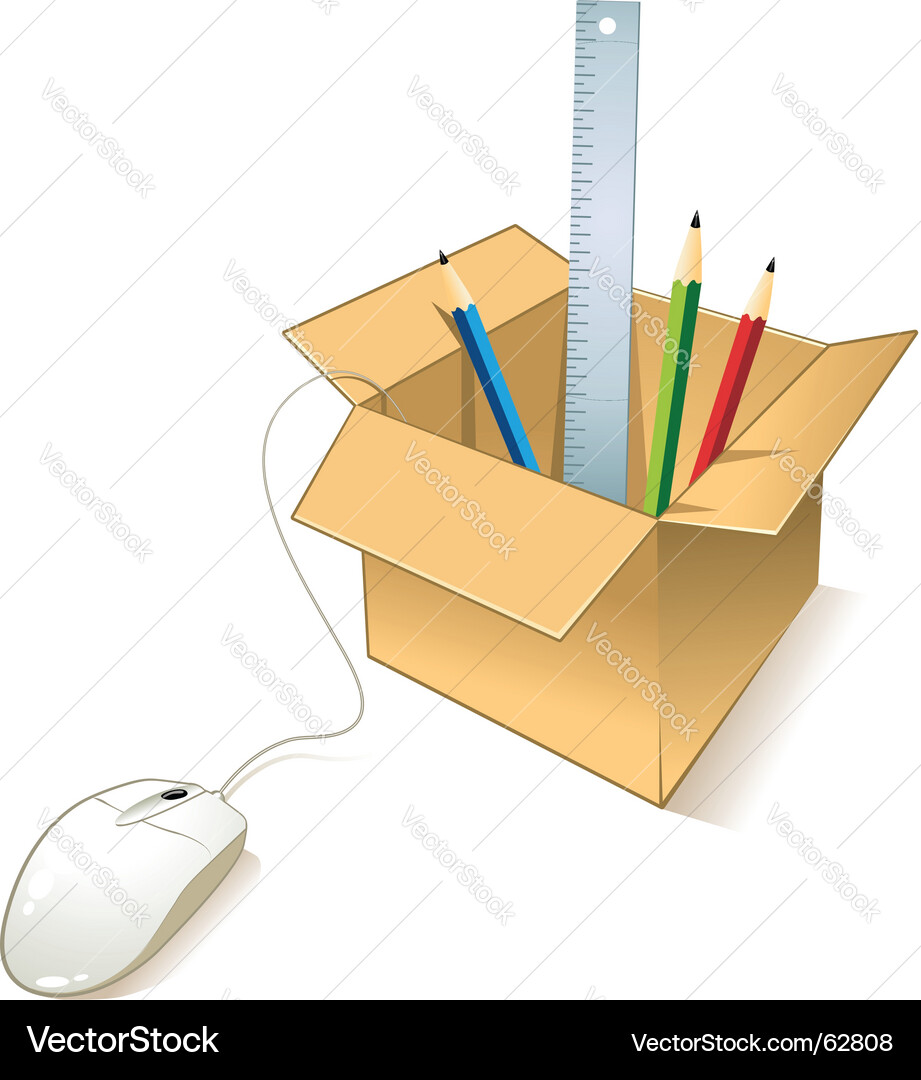 Box with objects vector image