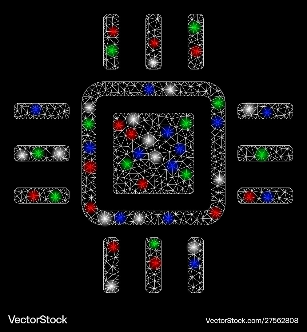 Bright mesh network processor with flash spots Bright mesh network processor with flash spots vector image