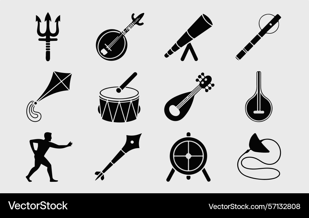 Bundle pack of musical instruments objects Bundle pack of musical instruments objects vector image