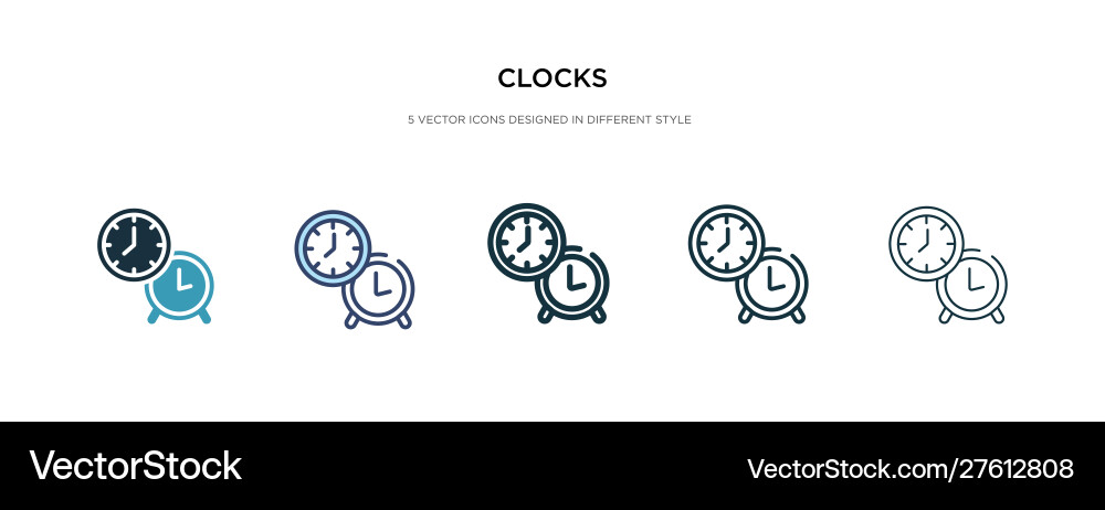 Clocks icon in different style two colored vector image