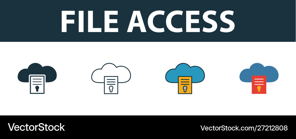 File access icon set four simple symbols File access icon set four simple symbols vector image