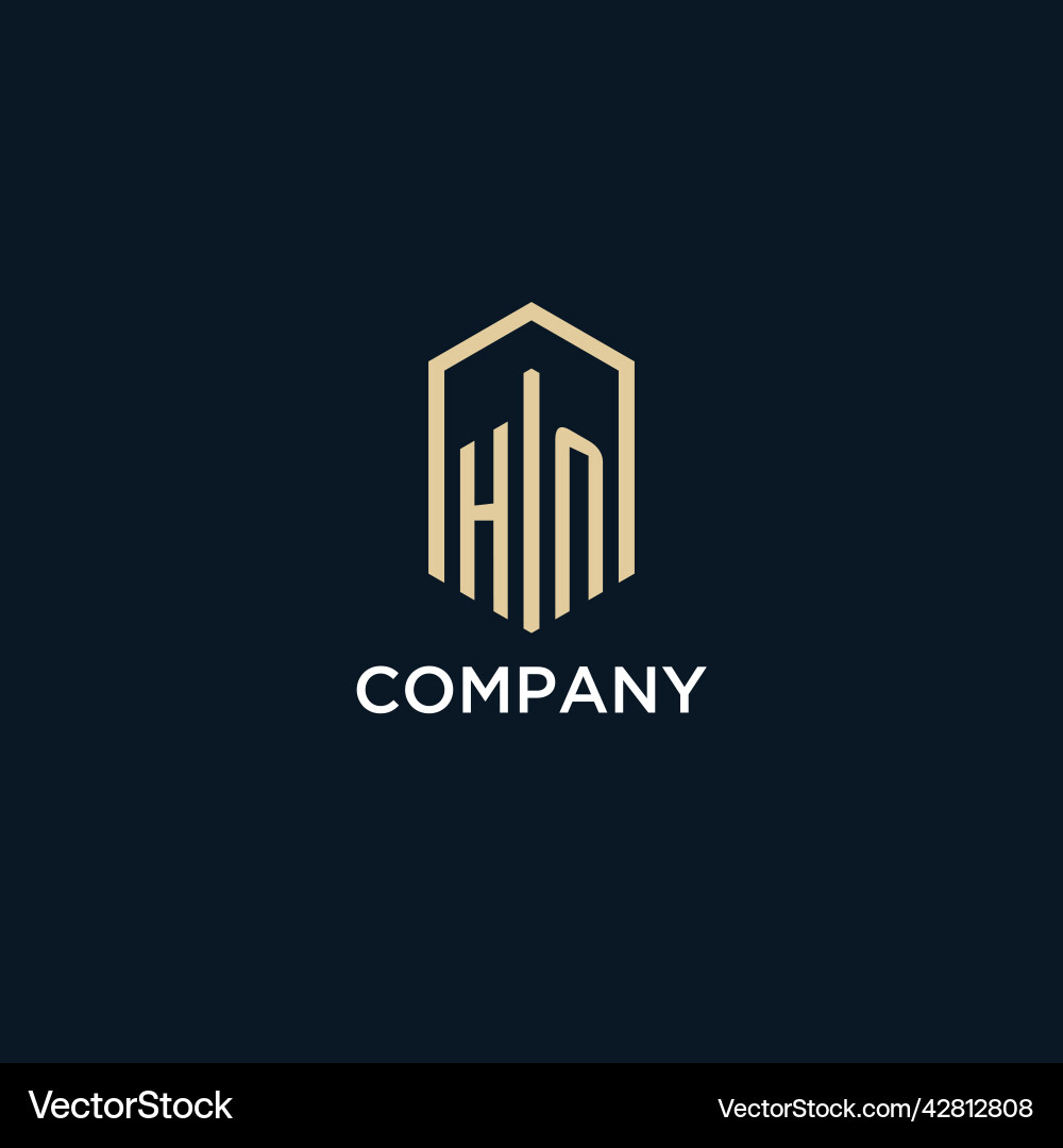 Hn Monogramm Logo mit hexagonaler Form Hn Monogramm Logo mit hexagonaler Form vektorbild