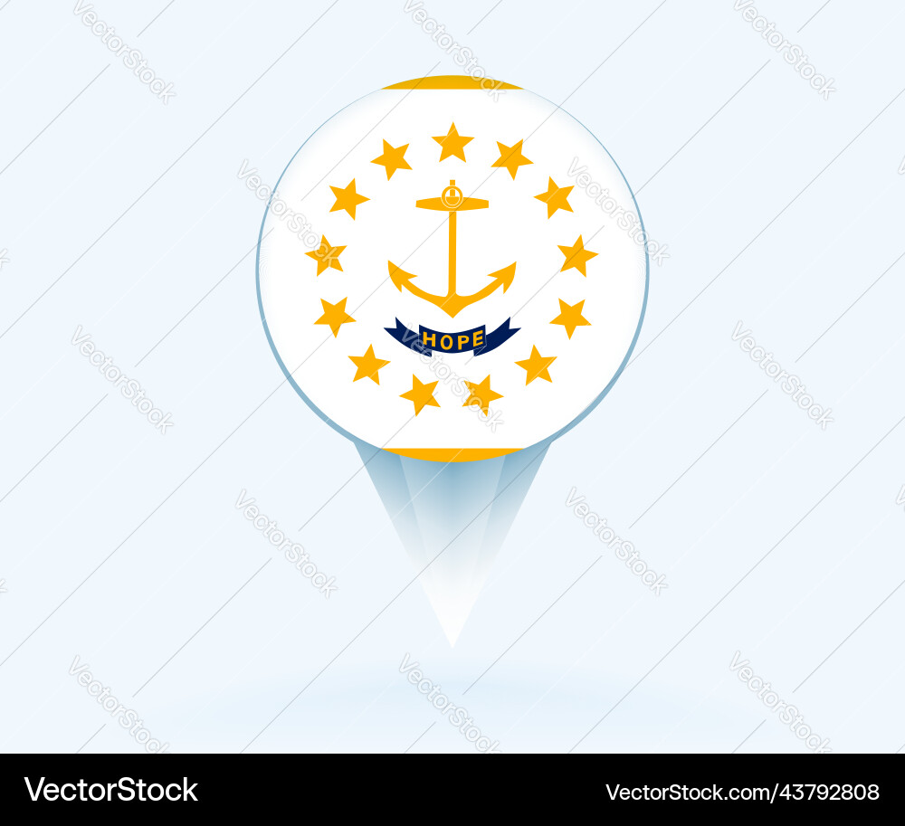 Map pointer with flag of rhode island vector image
