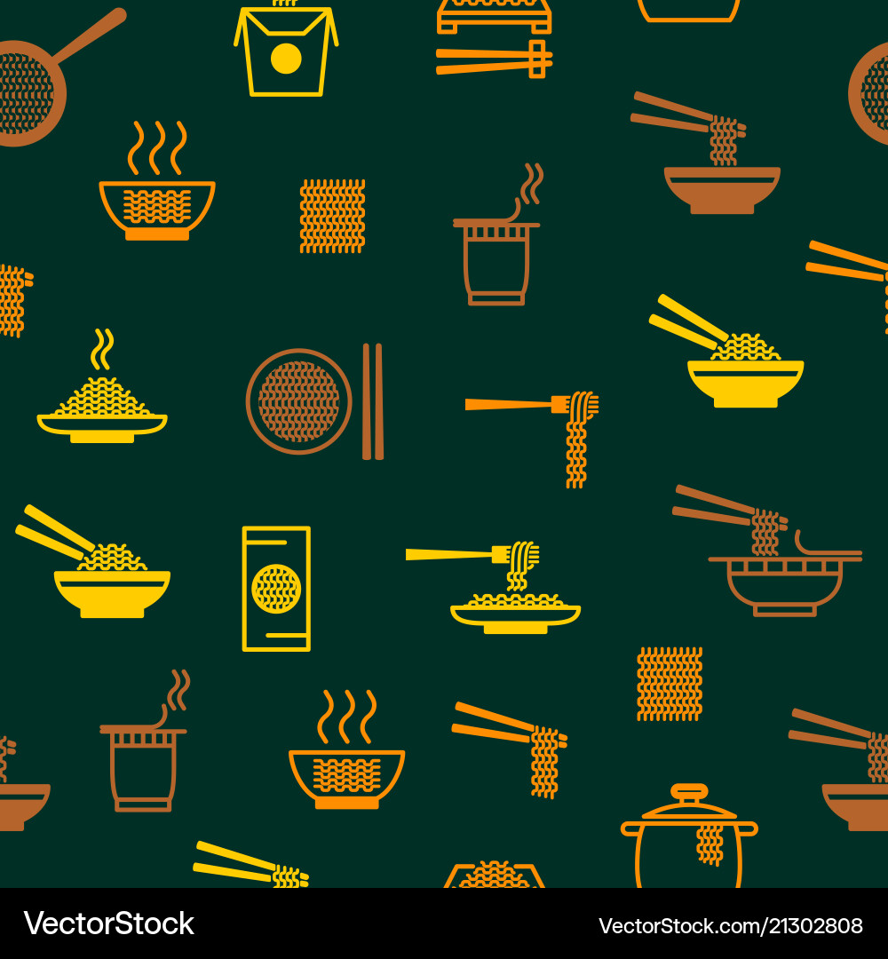 Noodle thin line seamless pattern background Noodle thin line seamless pattern background Vector Image