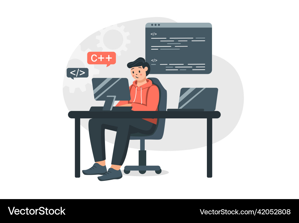 Programmer coding concept in flat design Programmer coding concept in flat design vector image