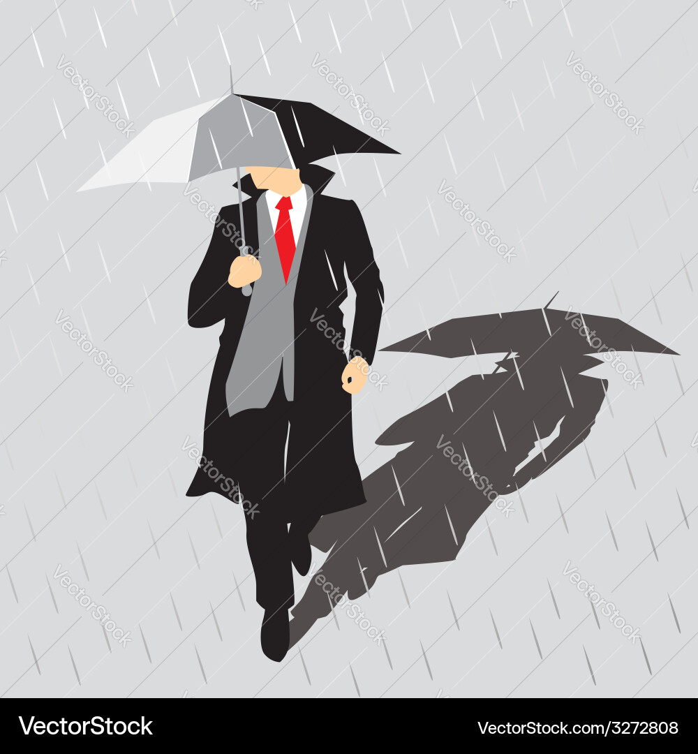 Regentag Geschäftsmann Vektorbild