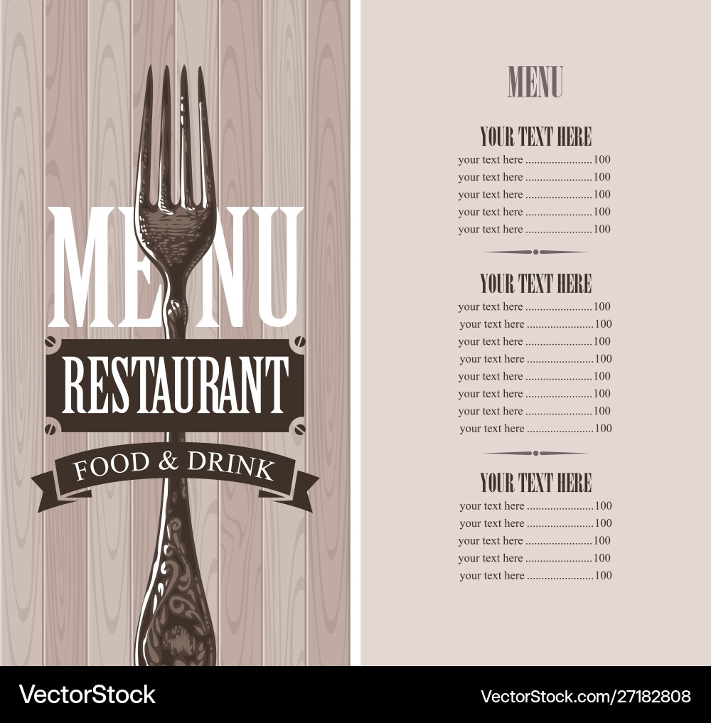 Restaurant menu with price list and realistic fork Restaurant menu with price list and realistic fork vector image