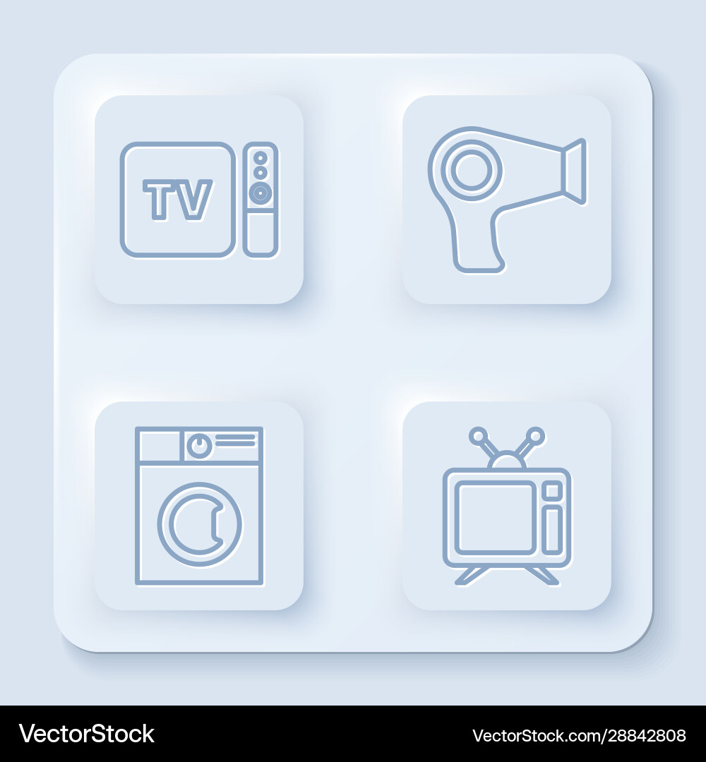 Set line tv box receiver and player with remote Set line tv box receiver and player with remote Vector Image